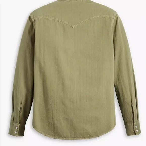 Olive Green Button-Up Shirt - Picture 2 of 13